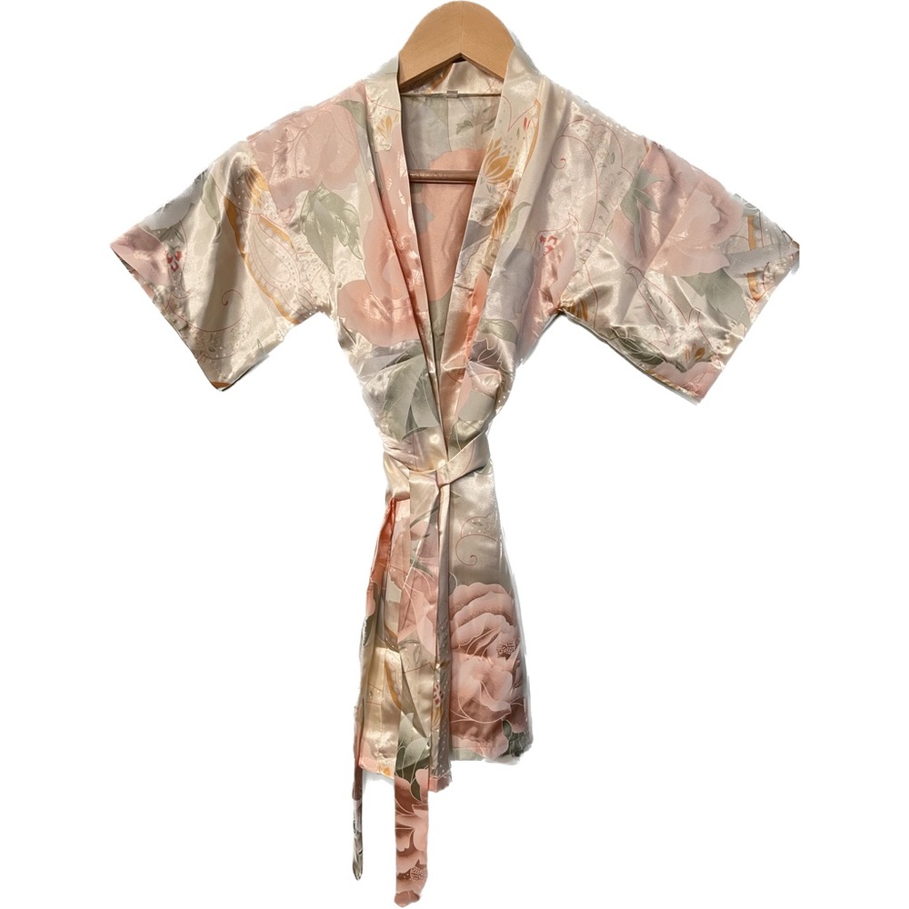 Girls Satin Floral Kimono Robe - Size 8